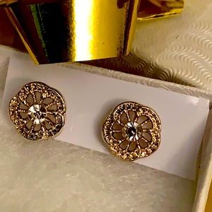 Earrings Cubic Zirconia Flower studs 2/$10, 3/$12, New In Gift Box